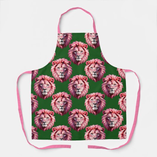 Pink Lion Head Animal Pattern Design Green  Schort (Voorkant)