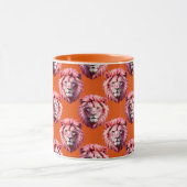 Pink Lion Head Animal Pattern Design Orange Mok (Midden)