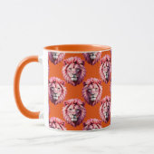 Pink Lion Head Animal Pattern Design Orange Mok (Links)
