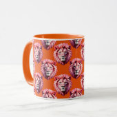 Pink Lion Head Animal Pattern Design Orange Mok (Voorkant links)