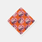 Pink Lion Head Animal Pattern Design Orange Servet (Hoek)