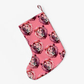 Pink Lion Head Animal Pattern Design Pink  Kleine Kerstsok (Achterkant (Hangend))