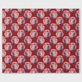 Pink Lion Head Animal Pattern Design Red Cadeaupapier (Vlak)