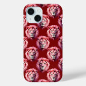 Pink Lion Head Animal Pattern Design Red  Case-Mate iPhone Case (Achterkant)