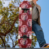 Pink Lion Head Animal Pattern Design Red  Persoonlijk Skateboard
