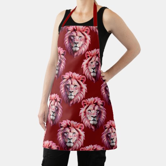 Pink Lion Head Animal Pattern Design Red  Schort (Insitu)