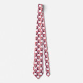 Pink Lion Head Animal Pattern Design White Stropdas (Voorkant)