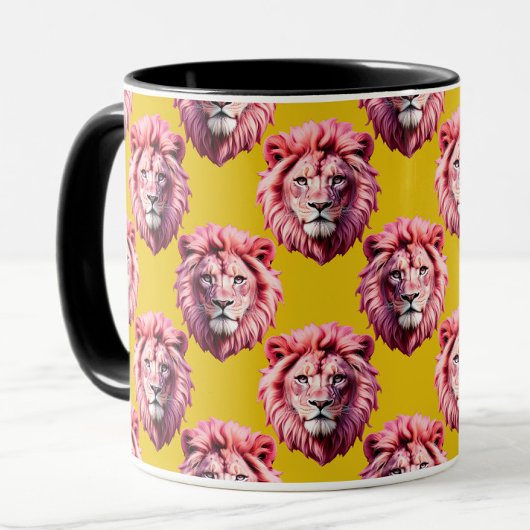 Pink Lion Head Animal Pattern Design Yellow Mok