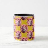 Pink Lion Head Animal Pattern Design Yellow Mok (Midden)