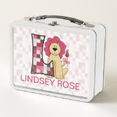 Pink Lion Letter L Monogrammed Patchwork Girls (Voorkant)