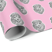 Pink Lion's Head Wrapping Paper Cadeaupapier (Rol Hoek)