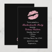 Pink Lips KISS Bachelorette Party Uitnodiging (Voorkant / Achterkant)