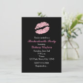 Pink Lips KISS Bachelorette Party Uitnodiging (Staand voorkant)