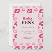 Pink Lips Kiss de Miss Glam Hens Party uitnodiging (Voorkant)