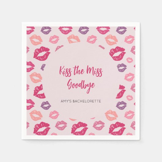 Pink Lips Kus de Miss Bachelorette Party servetten (Voorkant)