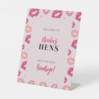 Pink Lips Kus de Miss Glam Hens Welkomstbord Reclamebord Met Voetstuk