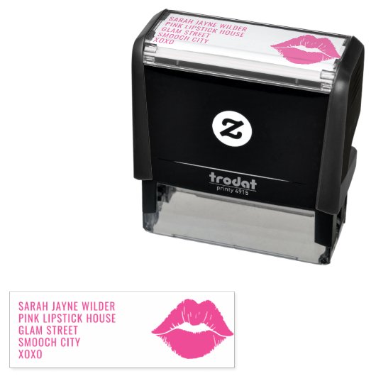 Pink Lips Lipstick Kiss Retouradres Zelfinktende Stempel (In situ)