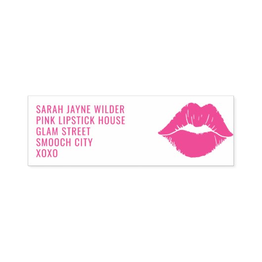 Pink Lips Lipstick Kiss Retouradres Zelfinktende Stempel (Design)