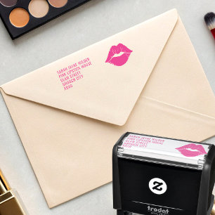 Pink Lips Lipstick Kiss Retouradres Zelfinktende Stempel