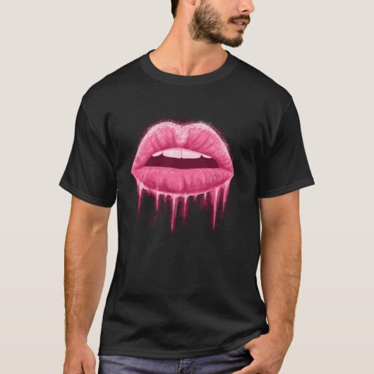 Pink Lips Lipstick Kus Mark Make Up Artiest Cosmet T-shirt (Voorkant)