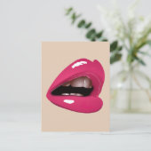 PINK LIPS MOUTH KISS BRIEFKAART (Staand voorkant)