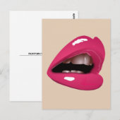 PINK LIPS MOUTH KISS BRIEFKAART (Voorkant / Achterkant)