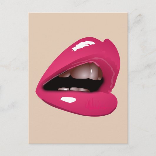 PINK LIPS MOUTH KISS BRIEFKAART (Voorkant)