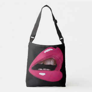 PINK LIPS MOUTH WILD TASSEN CROSSBODY BAG