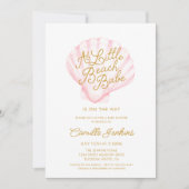 Pink Little Beach Babe Shell Baby shower Kaart (Voorkant)