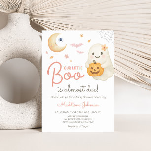 Pink Little Boo Baby shower Kaart