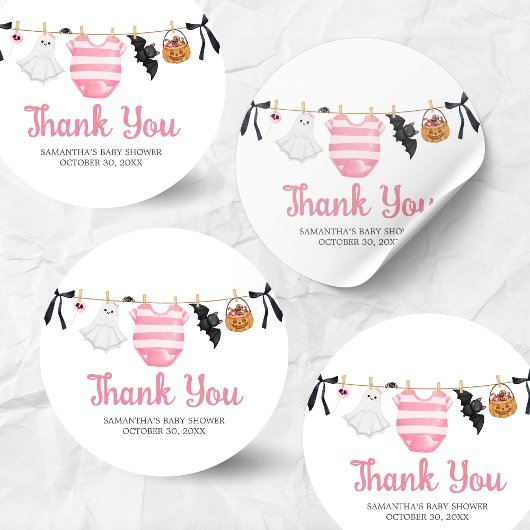 Pink Little Boo Baby shower Ronde Sticker