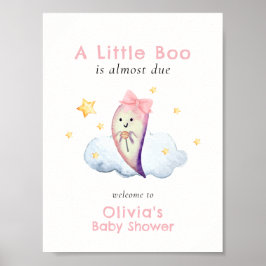 Pink Little Boo Bow Ghost Baby shower Welkom Poster