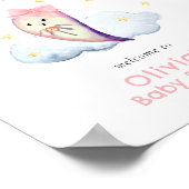 Pink Little Boo Bow Ghost Baby shower Welkom Poster (Hoek)