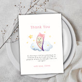 Pink Little Boo Bow Ghost Girl Baby shower Bedankkaart