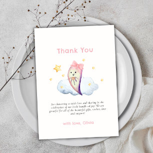 Pink Little Boo Bow Ghost Girl Baby shower Bedankkaart
