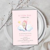 Pink Little Boo Bow Ghost Girl Baby shower Kaart