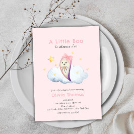 Pink Little Boo Bow Ghost Girl Baby shower Kaart