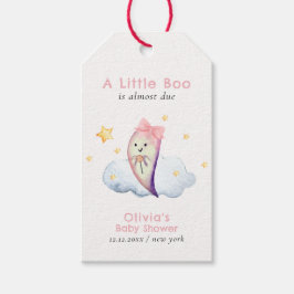 Pink Little Boo Bow Ghost Halloween Baby shower Cadeaulabel