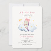 Pink Little Boo Bow Ghost Halloween Baby shower Kaart (Voorkant)
