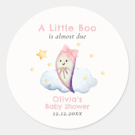 Pink Little Boo Bow Ghost Halloween Baby shower Ronde Sticker