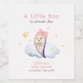Pink Little Boo Bow Ghost Halloween Baby shower Wijn Etiket (Enkel label)