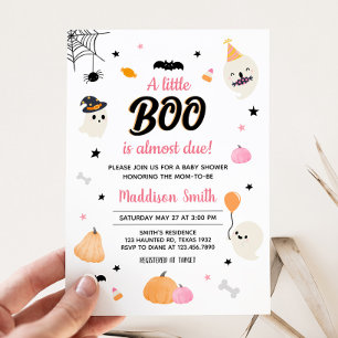 Pink Little Boo Ghost-Baby shower Kaart