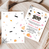 Pink Little Boo Ghost-Baby shower Kaart