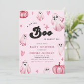 Pink Little Boo Ghost Baby shower Uitnodigen Kaart (Staand voorkant)