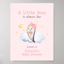 Pink Little Boo Ghost Girl Baby shower Welkom Poster