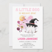 Pink Little Boo Ghost Witch Baby shower Kaart (Voorkant)