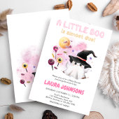 Pink Little Boo Ghost Witch Baby shower Kaart