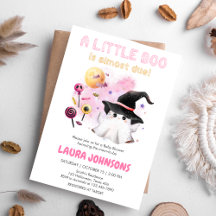 Pink Little Boo Ghost Witch Baby shower