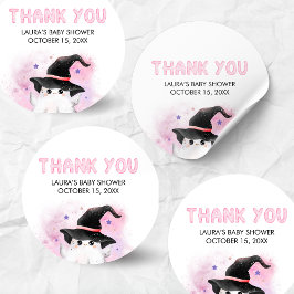 Pink Little Boo Ghost Witch Baby Shower Ronde Sticker