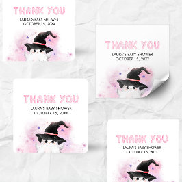 Pink Little Boo Ghost Witch Baby Shower Vierkante Sticker